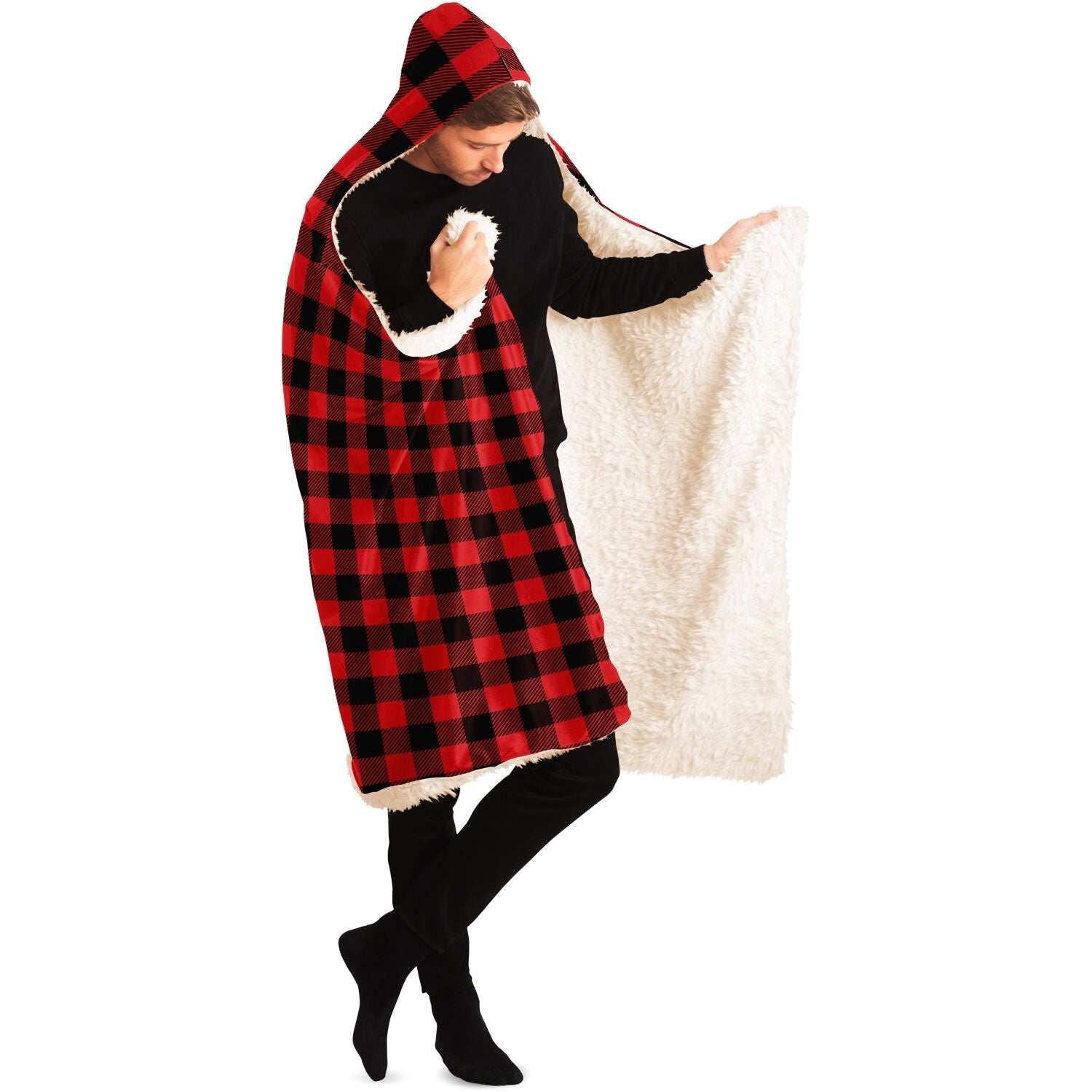 65 MCMLXV Unisex Red Buffalo Plaid Print Hooded Blanket - 65mcmlxv