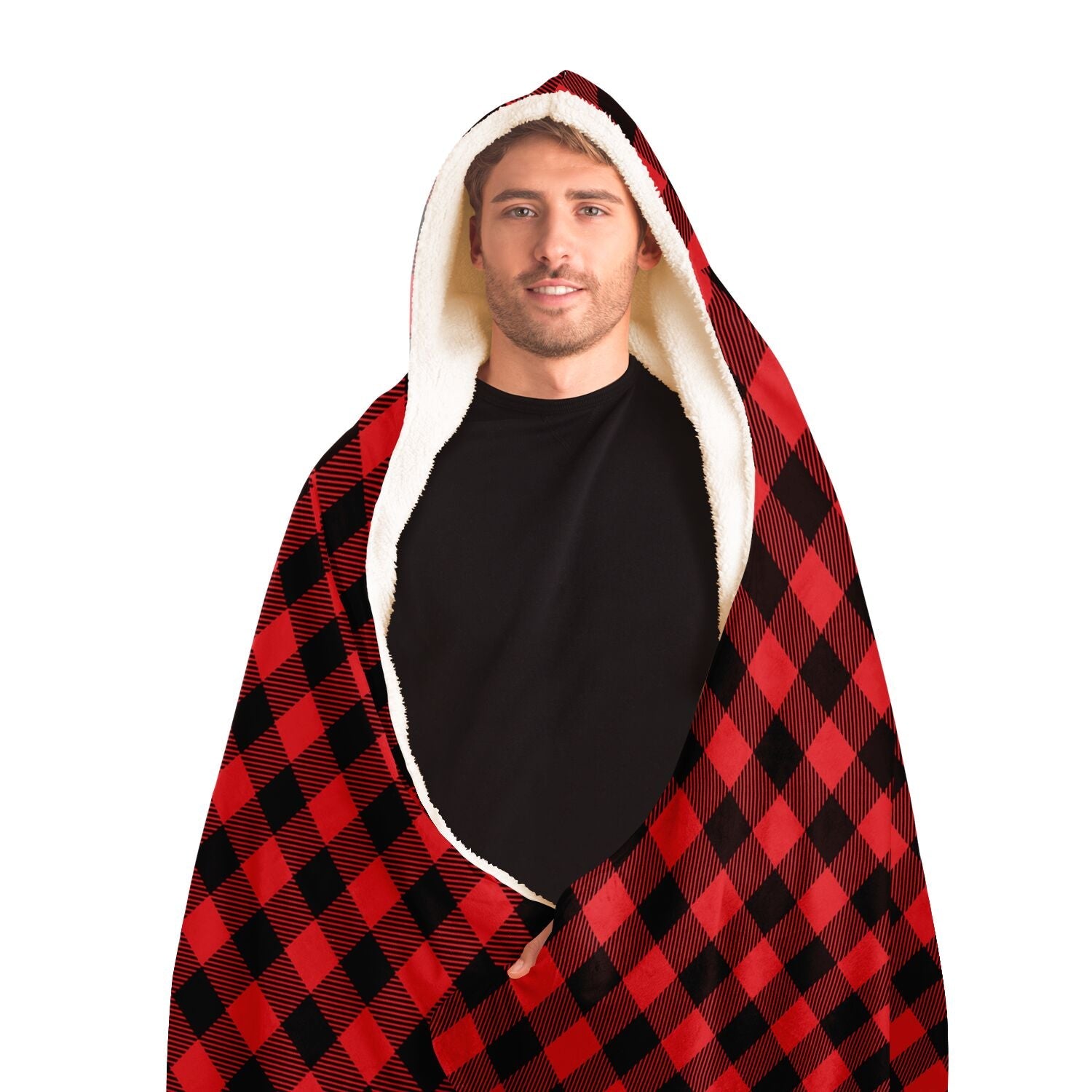 65 MCMLXV Unisex Red Buffalo Plaid Print Hooded Blanket - 65mcmlxv