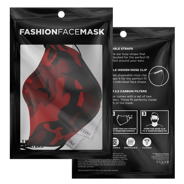 65 MCMLXV Unisex Red Camouflage Print Face Mask - 65mcmlxv