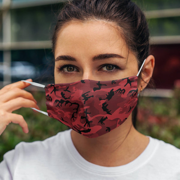 65 MCMLXV Unisex Red Camouflage Print Face Mask - 65mcmlxv