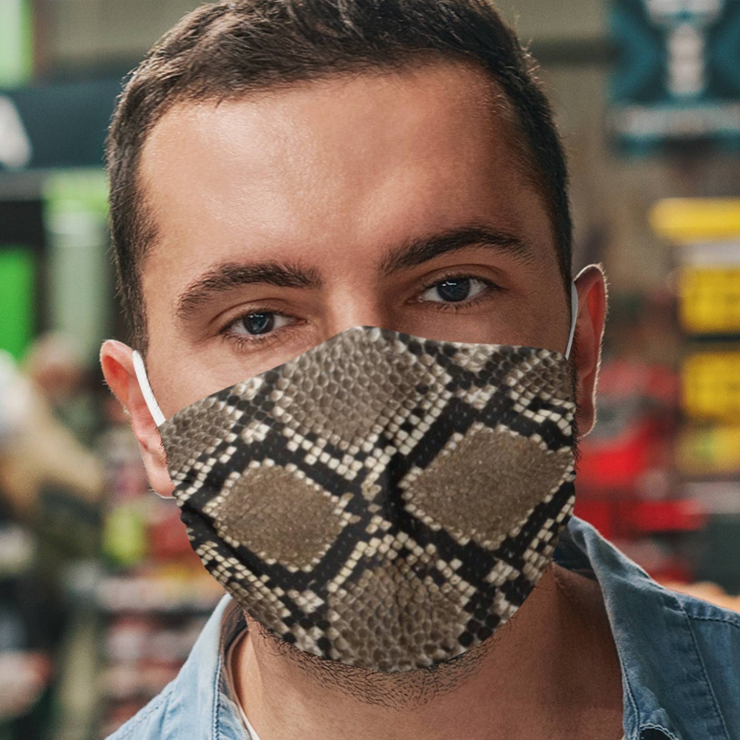 65 MCMLXV Unisex Snakeskin Print Face Mask - 65mcmlxv
