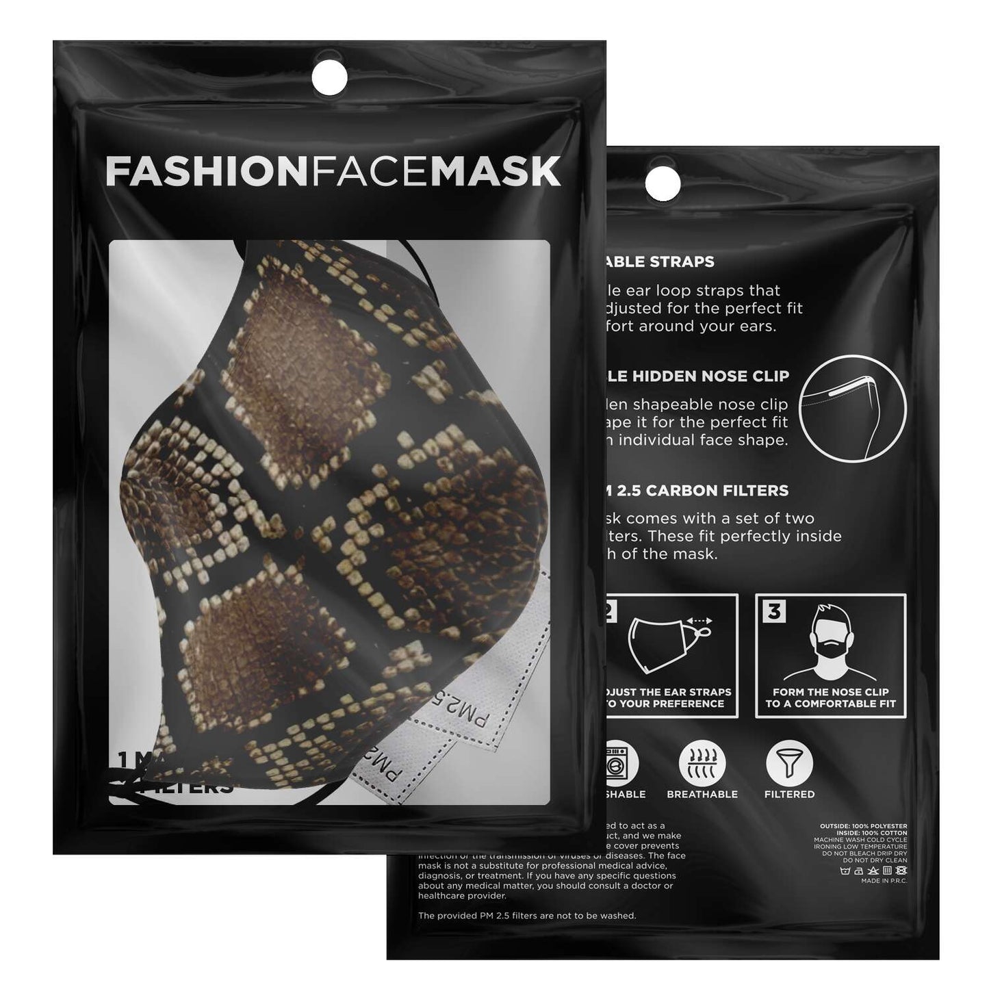 65 MCMLXV Unisex Snakeskin Print Face Mask - 65mcmlxv