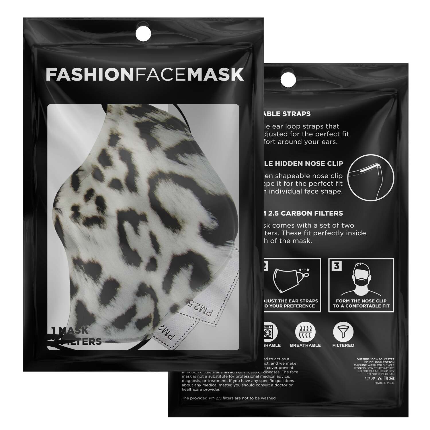 65 MCMLXV Unisex Snow Leopard Print Face Mask - 65mcmlxv