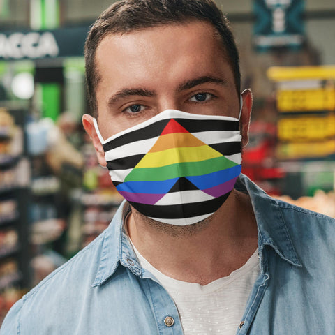 65 MCMLXV Unisex Straight LGBTQ Ally Flag Print 2 Layer Reusable Face Mask - 65mcmlxv