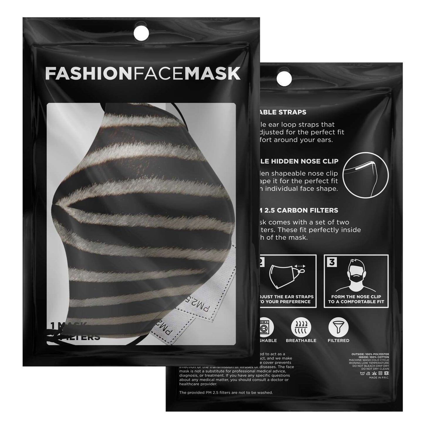 65 MCMLXV Unisex Zebra Print Face Mask - 65mcmlxv