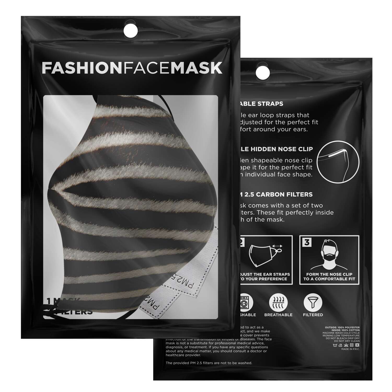 65 MCMLXV Unisex Zebra Print Face Mask - 65mcmlxv