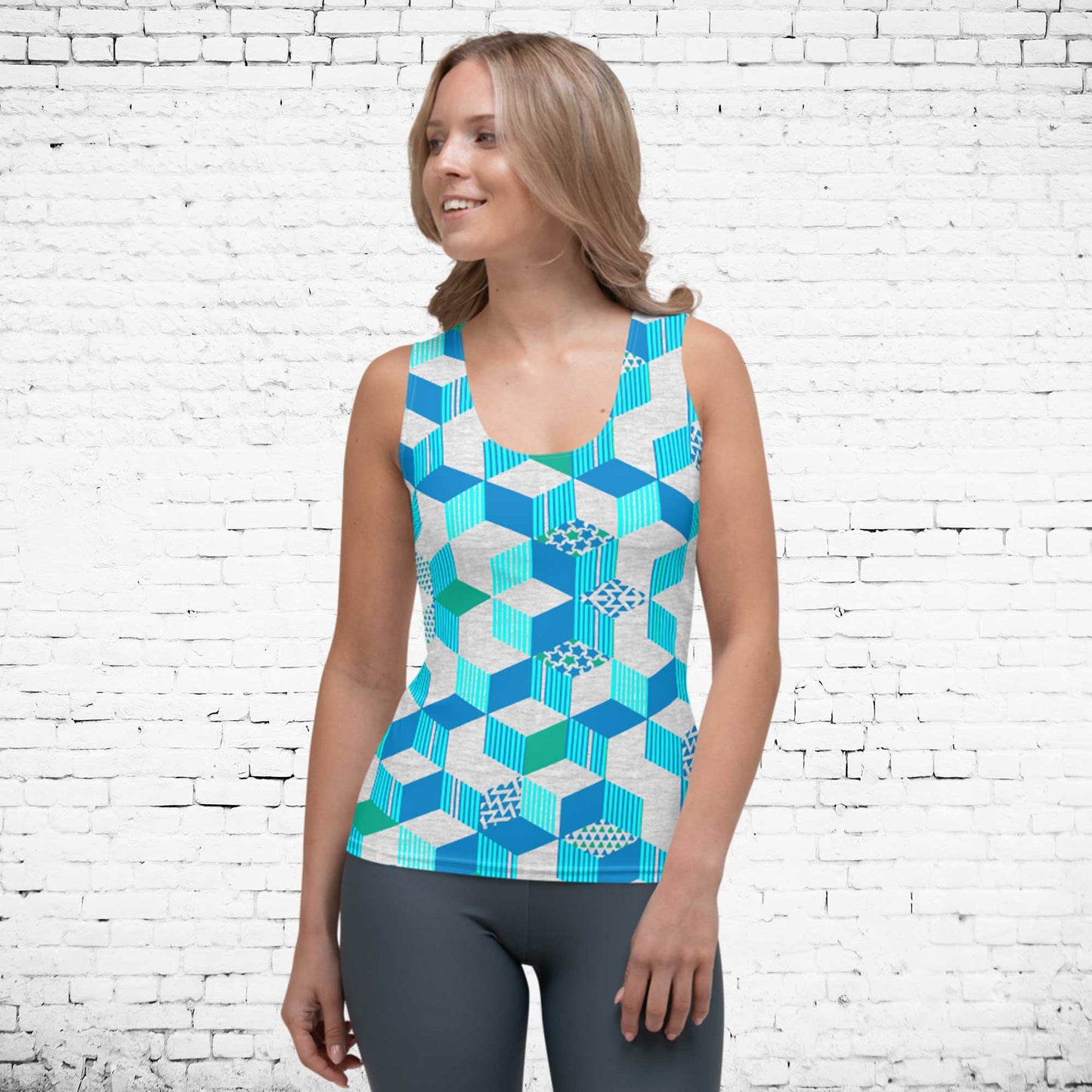 65 MCMLXV Women's 3-D Geometric Blocks Tank Top - 65mcmlxv
