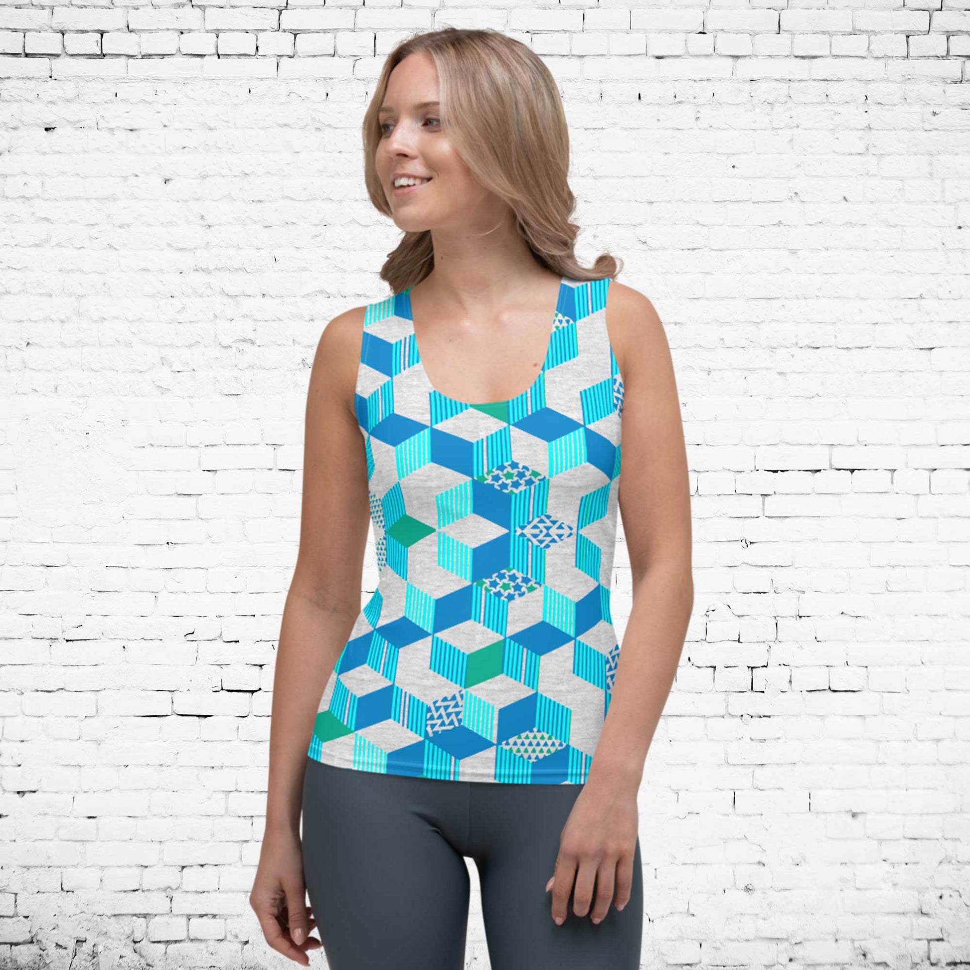 65 MCMLXV Women's 3-D Geometric Blocks Tank Top - 65mcmlxv