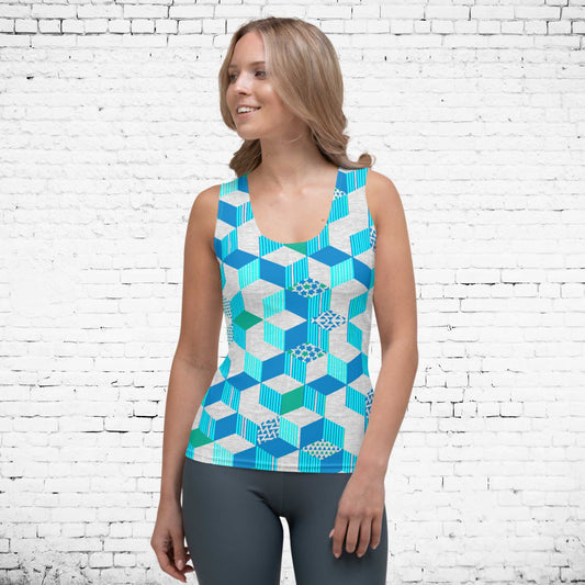 65 MCMLXV Women's 3-D Geometric Blocks Tank Top - 65mcmlxv