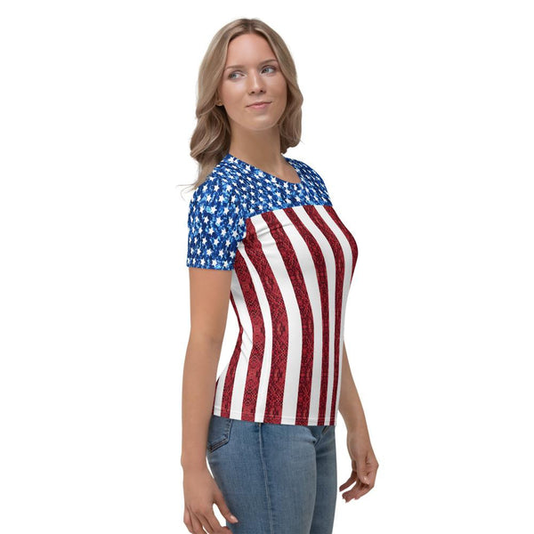 65 MCMLXV Women's American Flag Sequin Print T-Shirt - 65mcmlxv