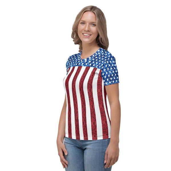 65 MCMLXV Women's American Flag Sequin Print T-Shirt - 65mcmlxv