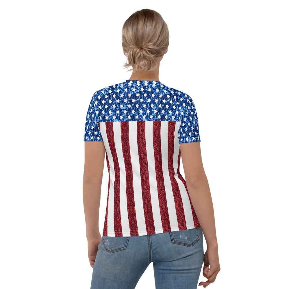 65 MCMLXV Women's American Flag Sequin Print T-Shirt