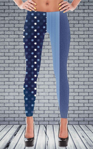 65 MCMLXV Women's Americana Denim USA Flag Print Leggings - 65mcmlxv