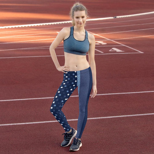 65 MCMLXV Women's Americana Denim USA Flag Print Leggings - 65mcmlxv