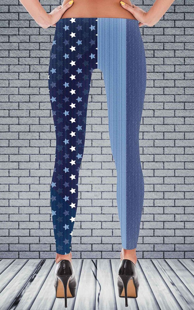 65 MCMLXV Women's Americana Denim USA Flag Print Leggings - 65mcmlxv