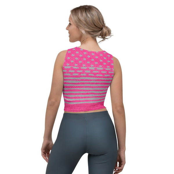 65 MCMLXV Women's Americana Pink USA Flag Crop Top - 65mcmlxv