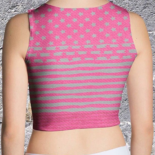 65 MCMLXV Women's Americana Pink USA Flag Crop Top - 65mcmlxv