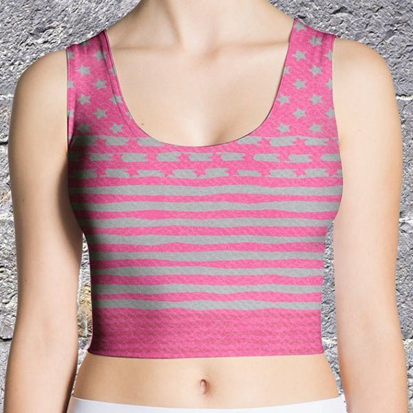 65 MCMLXV Women's Americana Pink USA Flag Crop Top - 65mcmlxv