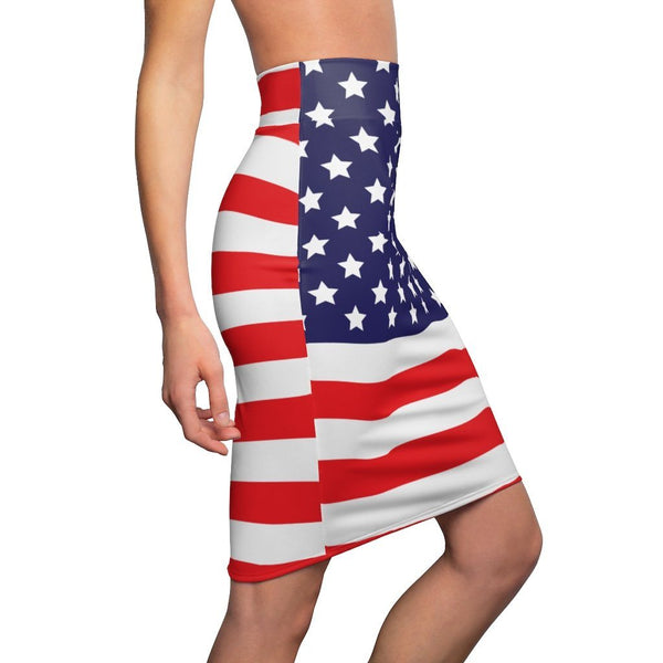 65 MCMLXV Women's Americana USA Flag Print Pencil Skirt - 65mcmlxv