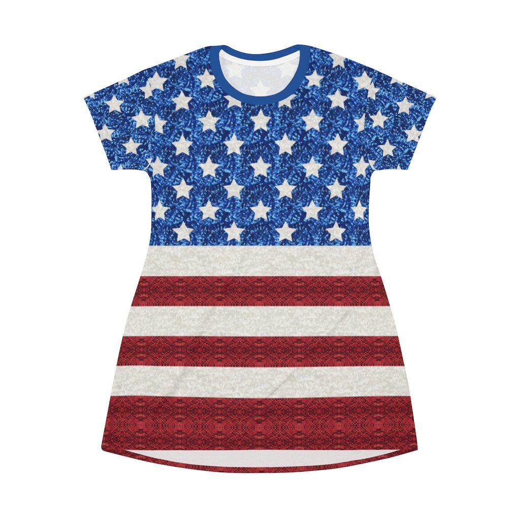 65 MCMLXV Women's Americana USA Flag Print T-Shirt Dress - 65mcmlxv