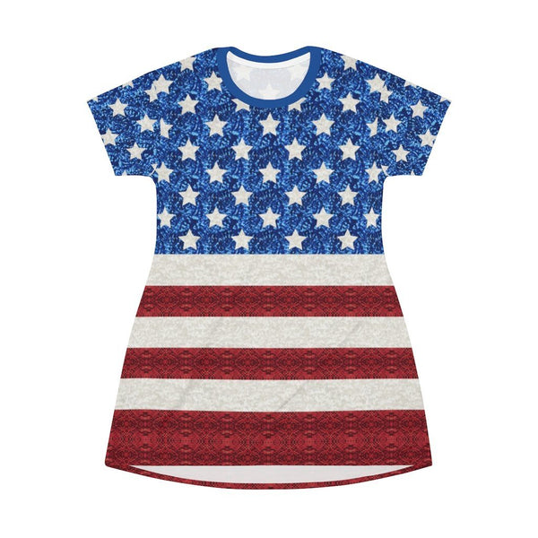 65 MCMLXV Women's Americana USA Flag Print T-Shirt Dress - 65mcmlxv