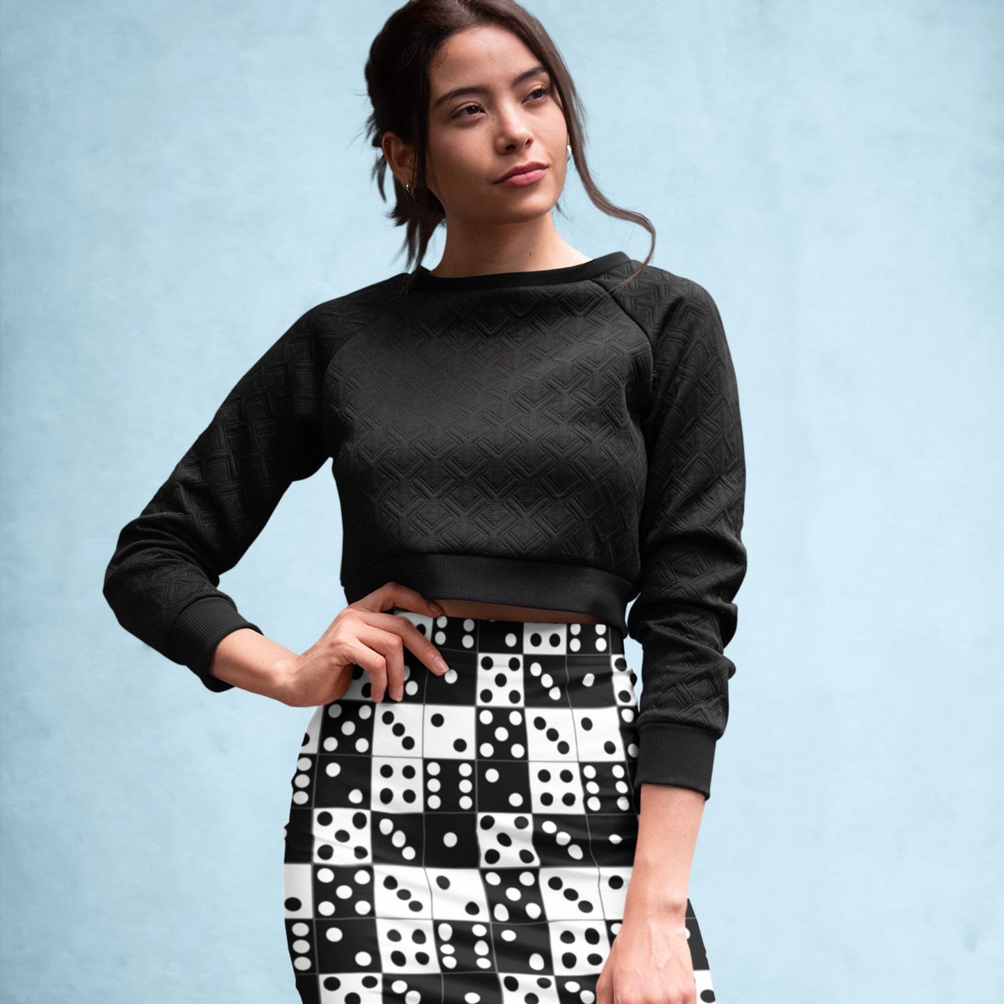 65 MCMLXV Women's Black and White Dominoes Print Pencil Skirt - 65mcmlxv