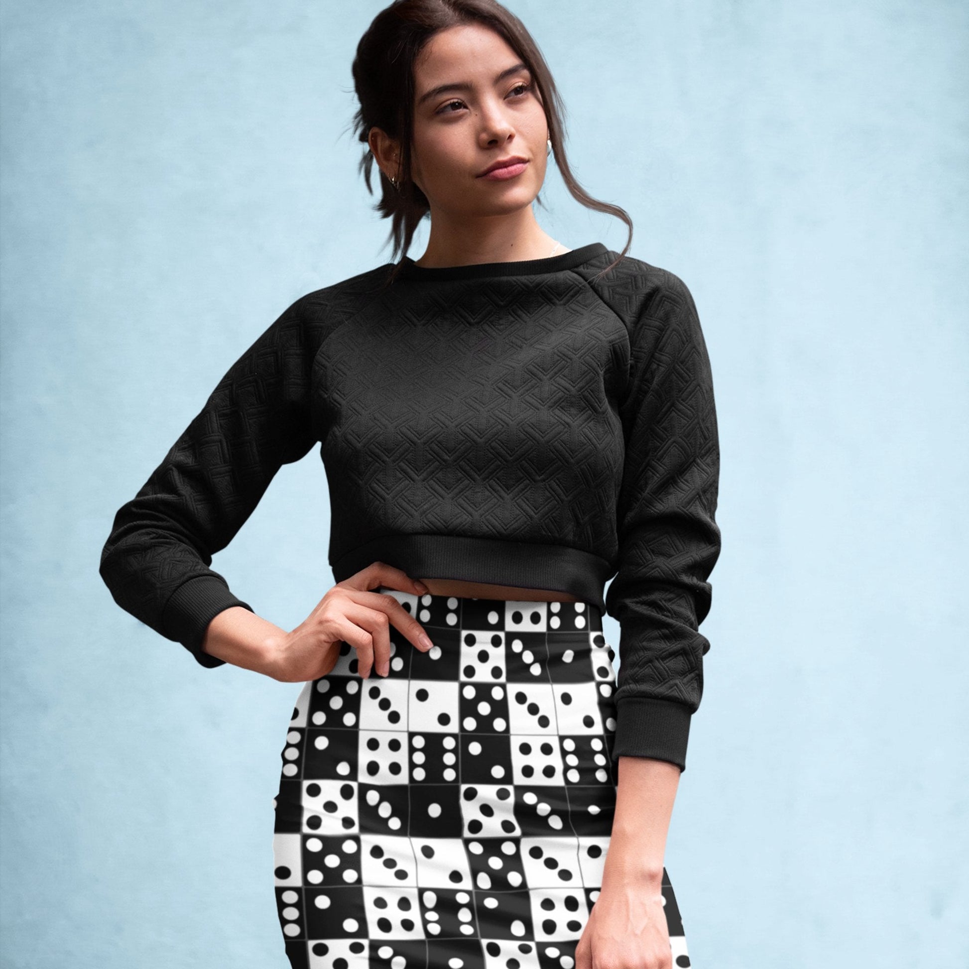 65 MCMLXV Women's Black and White Dominoes Print Pencil Skirt - 65mcmlxv