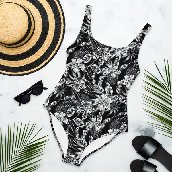 65 MCMLXV Women's Black and White Tropical Print One - Piece Swimsuit - 65mcmlxv