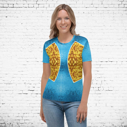 65 MCMLXV Women's Cosplay Daenerys Liquid Gold Print T-Shirt - 65mcmlxv