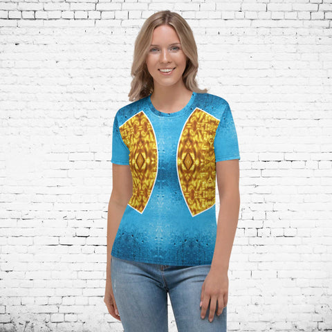 65 MCMLXV Women's Cosplay Daenerys Liquid Gold Print T-Shirt - 65mcmlxv