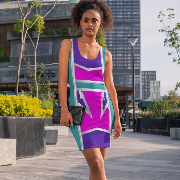 65 MCMLXV Women's Cosplay Lightning Bolt Print Color - Block Dress - 65mcmlxv