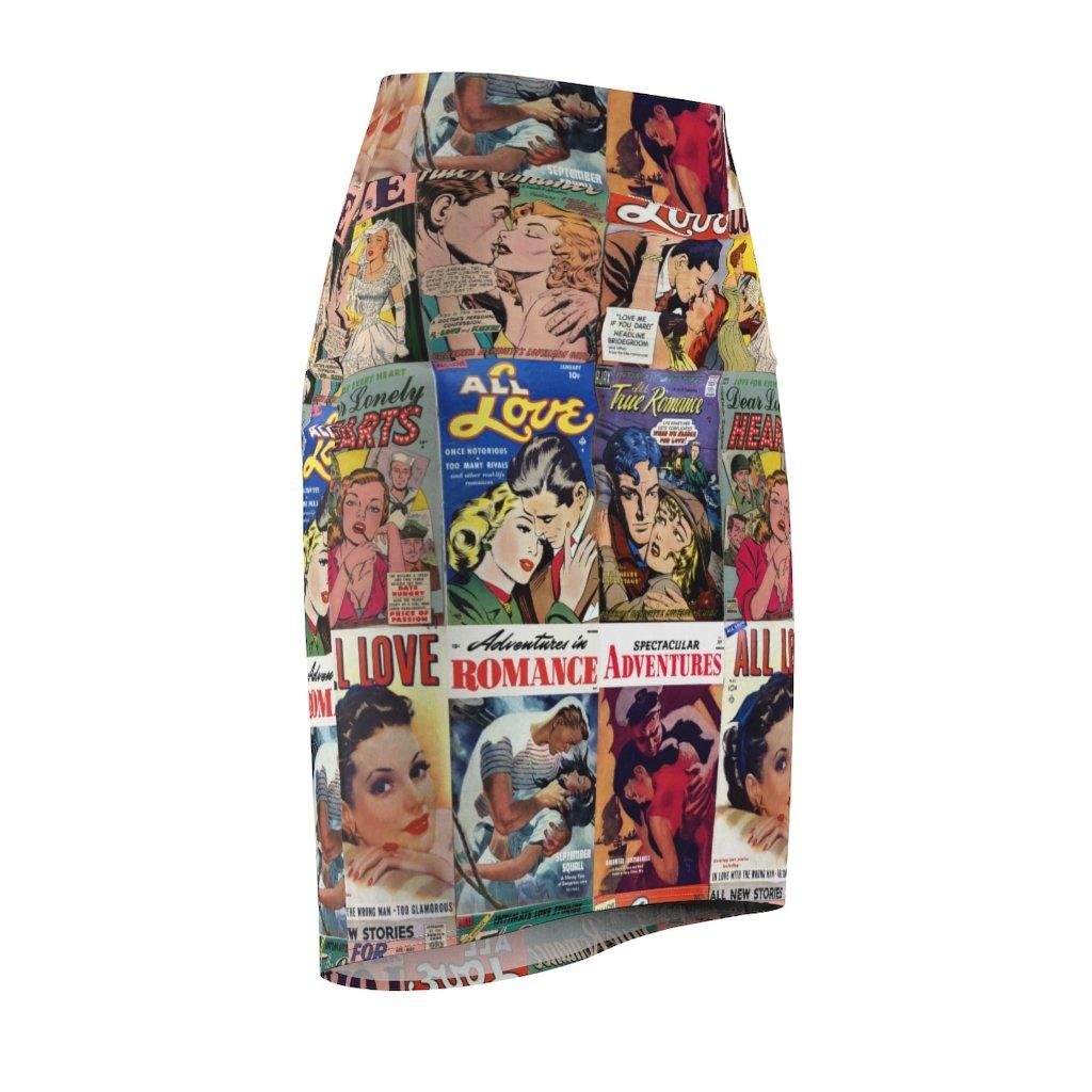 65 MCMLXV Women's Cosplay Vintage Romance Comic Books Print Pencil Skirt - 65mcmlxv