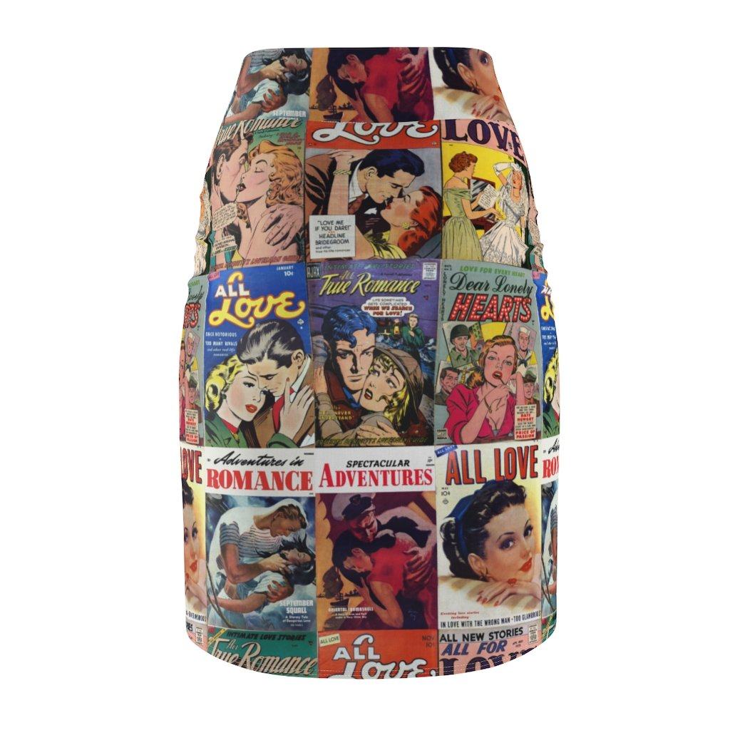 65 MCMLXV Women's Cosplay Vintage Romance Comic Books Print Pencil Skirt - 65mcmlxv