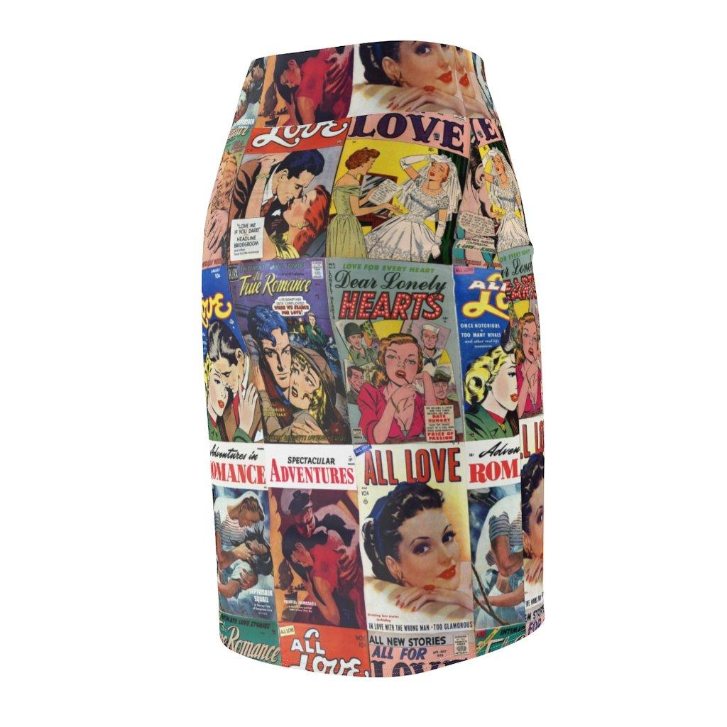 65 MCMLXV Women's Cosplay Vintage Romance Comic Books Print Pencil Skirt - 65mcmlxv