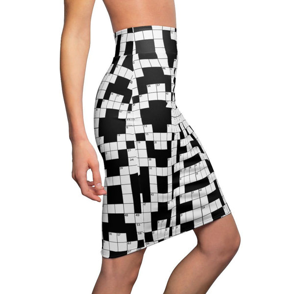 65 MCMLXV Women's Crossword Puzzle Print Pencil Skirt - 65mcmlxv