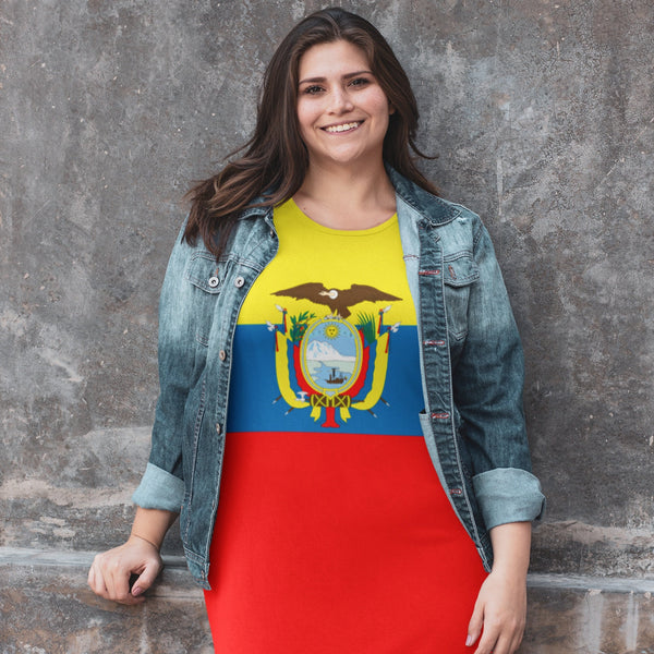 65 MCMLXV Women's Ecuador Flag Print T-Shirt Dress - 65mcmlxv
