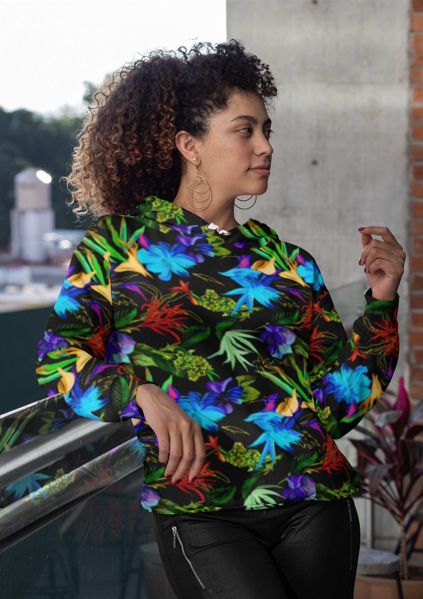 65 MCMLXV Women's Exotic Tropical Print Fleece Hoodie - 65mcmlxv