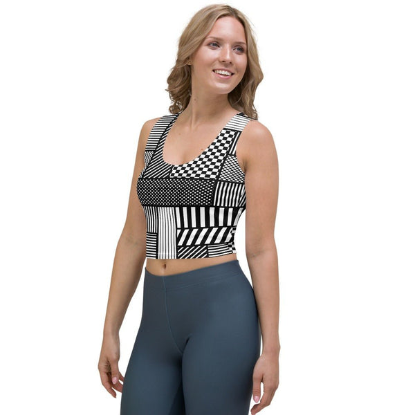 65 MCMLXV Women's Geometric Patchwork Print Crop Top - 65mcmlxv