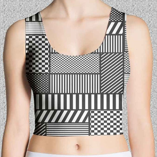 65 MCMLXV Women's Geometric Patchwork Print Crop Top - 65mcmlxv
