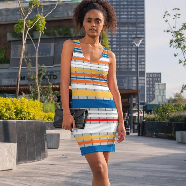 65 MCMLXV Women's Lace Stripe Print Dress - 65mcmlxv