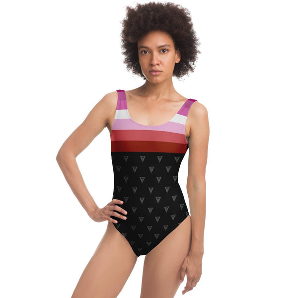 65 MCMLXV Women's LGBT Lesbian Flag Print 1 Piece Swimsuit - 65mcmlxv