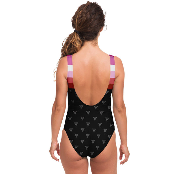 65 MCMLXV Women's LGBT Lesbian Flag Print 1 Piece Swimsuit - 65mcmlxv