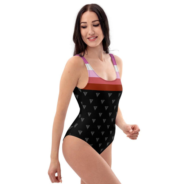 65 MCMLXV Women's LGBT Lesbian Flag Print 1 Piece Swimsuit - 65mcmlxv
