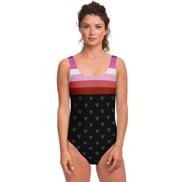 65 MCMLXV Women's LGBT Lesbian Flag Print 1 Piece Swimsuit - 65mcmlxv