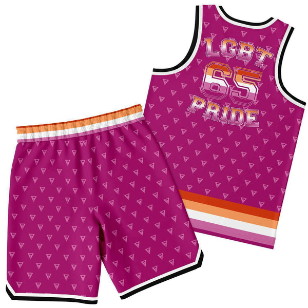65 MCMLXV Women's LGBT Lesbian Pride Flag Basketball Jersey & Short Set - 65mcmlxv