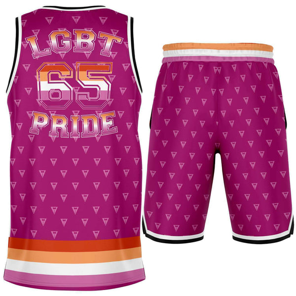 65 MCMLXV Women's LGBT Lesbian Pride Flag Basketball Jersey & Short Set - 65mcmlxv