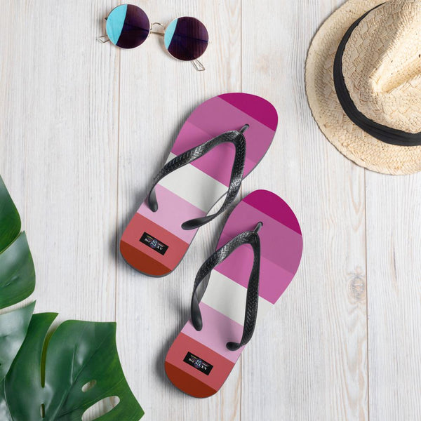 65 MCMLXV Women's LGBT Lesbian Pride Flag Print Flip - Flops - 65mcmlxv