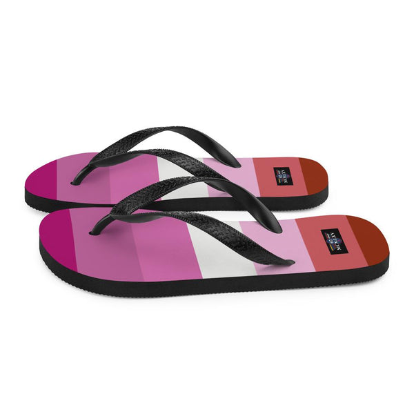 65 MCMLXV Women's LGBT Lesbian Pride Flag Print Flip - Flops - 65mcmlxv