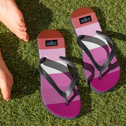 65 MCMLXV Women's LGBT Lesbian Pride Flag Print Flip - Flops - 65mcmlxv