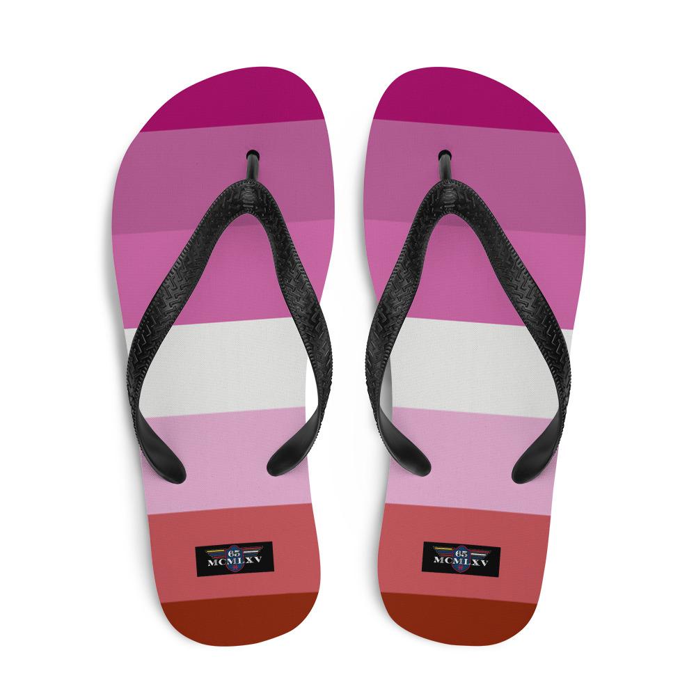 65 MCMLXV Women's LGBT Lesbian Pride Flag Print Flip - Flops - 65mcmlxv